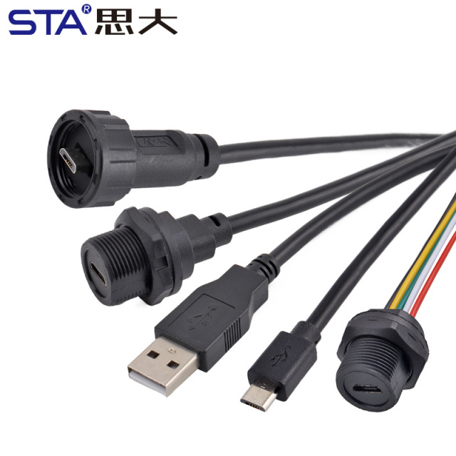 Micro USB Waterproof Overmolded Connector IP67/IP68