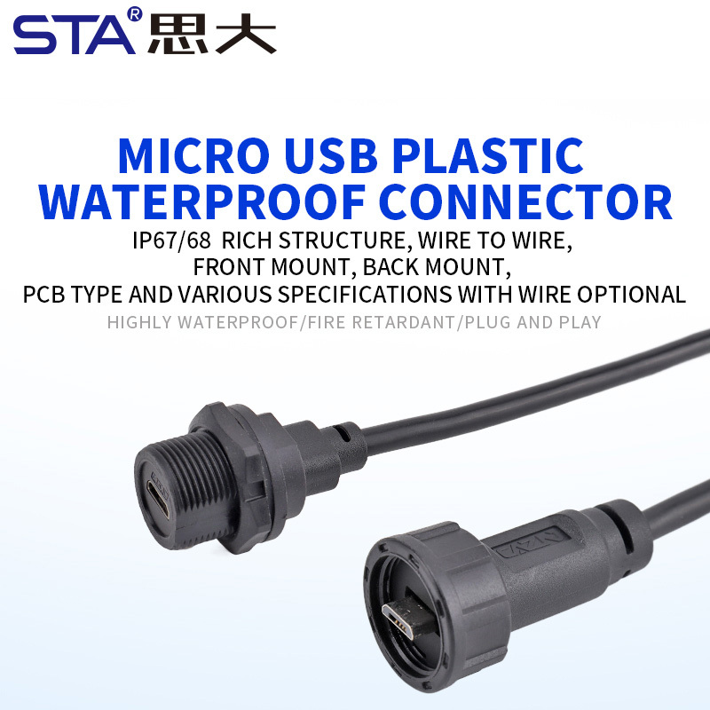 Micro USB Waterproof Overmolded Connector IP67/IP68