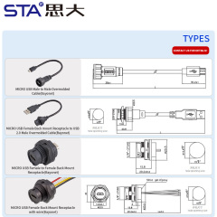 Micro USB Waterproof Overmolded Cable IP67/IP68 Bayonet