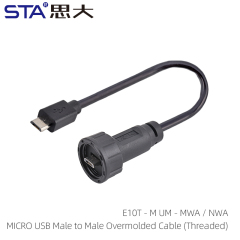 Micro USB Male to Male Overmolded Cable (Threaded)