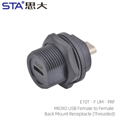 MICRO USB Female to Female Back Mount Receptacle(Threaded)