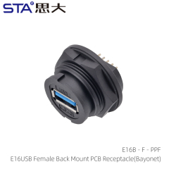 USB Female Back Mount PCB Receptacle(Bayonet)