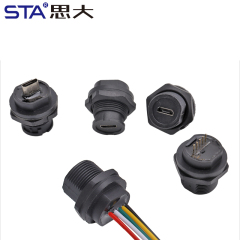 Micro USB Waterproof Socket IP67/IP68 Threaded
