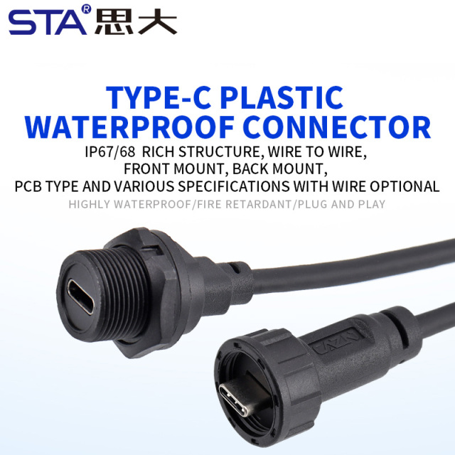 TYPE-C Waterproof Connector Cable Threaded IP67/IP68