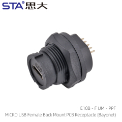 MICRO USB Female Back Mount PCB Receptacle(Bayonet)