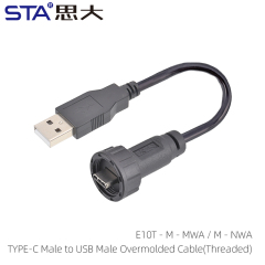 TYPE-C Male to USB2.0 Male Overmolded Cable(Threaded)
