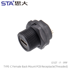 TYPE-C Female Back Mount PCB Receptacle(Threaded)