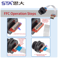 HDMI Waterproof Back Mount Receptacle to Male FFC Cable (IP67)