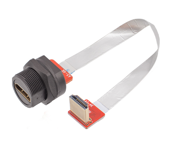 HDMI Waterproof Back Mount Receptacle to Male FFC Cable (IP67)