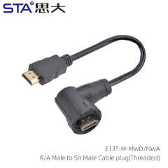 HDMI R/A Male to Straight Male Cable plug(Threaded)