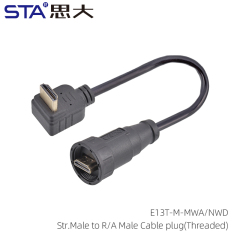 HDMI Straight Male to R/A Male Cable plug(Threaded)