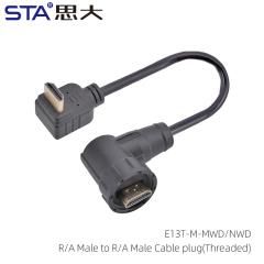 HDMI R/A Male to R/A Male Cable plug(Threaded)