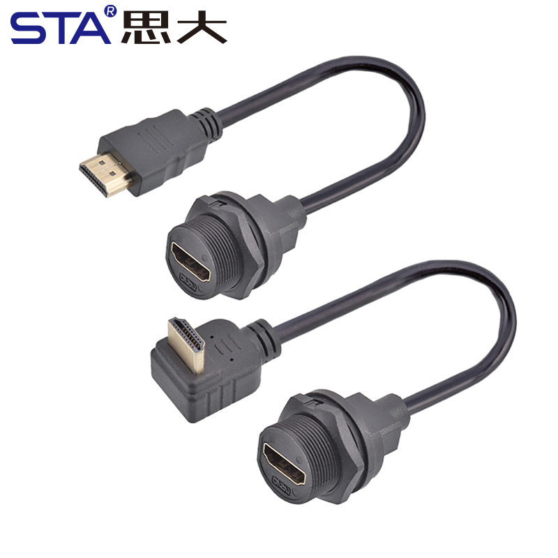 HDMI Waterproof Panel Mount Receptacle to Male Cable IP67