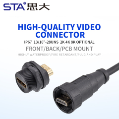 HDMI Threaded Waterproof Back Mount Receptacle IP67
