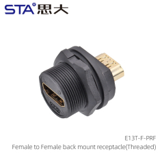 HDMI Female to Female Back Mount Receptacle (Threaded)