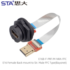 HDMI Female Back mount to Straight HDMI Male FFC Type(Bayonet)