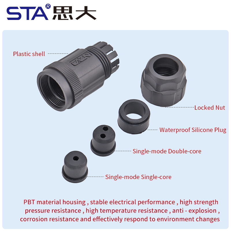FDDI Single-mode Plastic Waterproof Plug Threaded