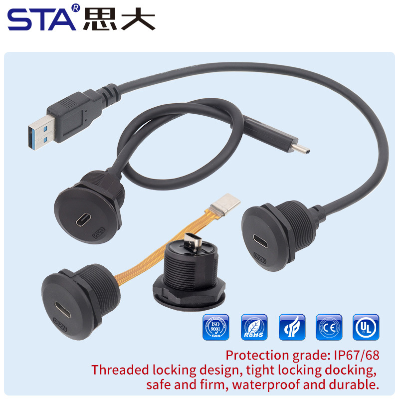 EP Type-C Waterproof Panel Mount Connector IP67/IP68