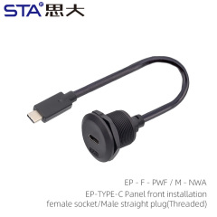 EP TYPE-C Panel front installation female socket/Male straight plug(Threaded) EP Type-C3.1