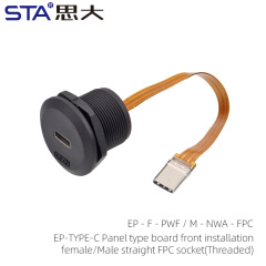 EP-TYPE-C Panel type board front installation female/Male straight FPC socket(Threaded) 0.2M