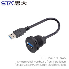 EP-USB Panel type board front installation female socket/Male straight plug(Threaded)
