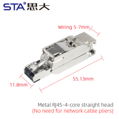 Metal RJ45 4core Straight Head(No need for network cable pliers)