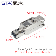 Metal RJ45 8core Straight Head(No need for network cable pliers)