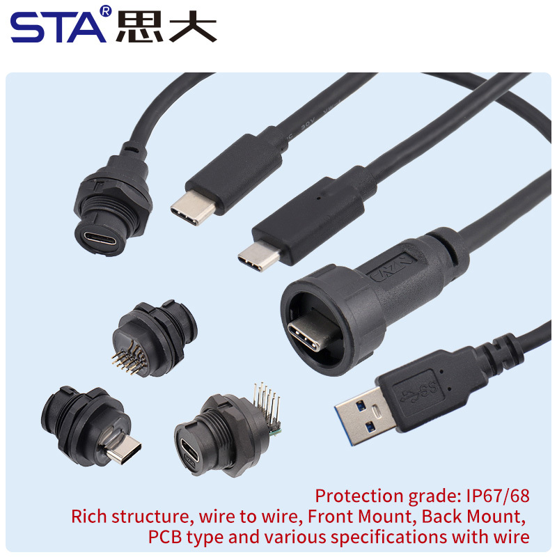 TYPE-C Waterproof Connector Cable Threaded IP67/IP68