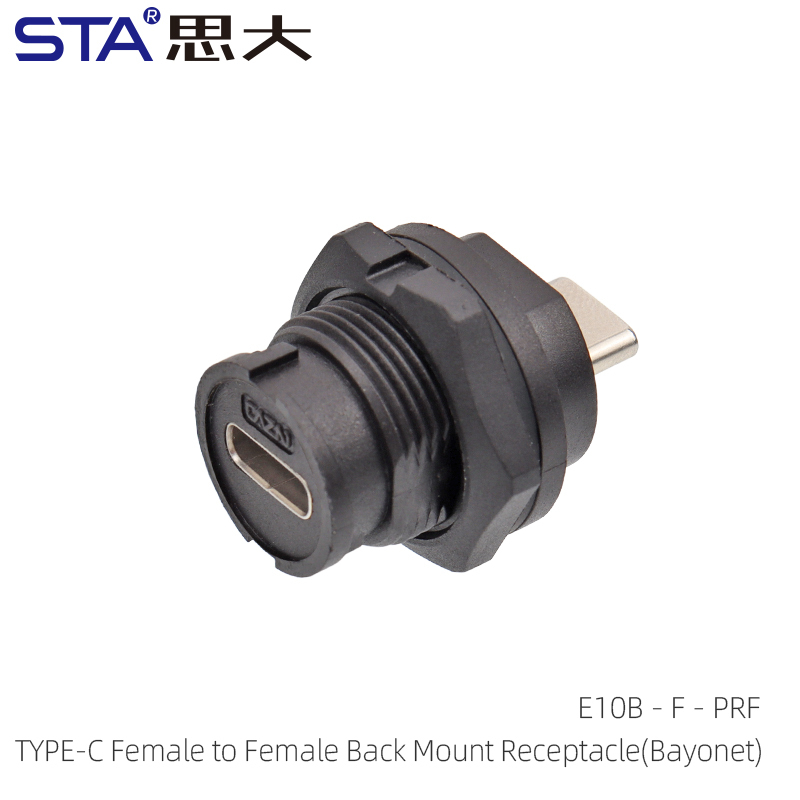 Type-C Bayonet Receptacle | USB 3.1 IP68 Back Mount Socket