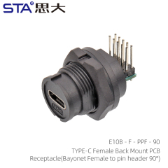 TYPE-C Female Back Mount Angled PCB Receptacle(Bayonet)
