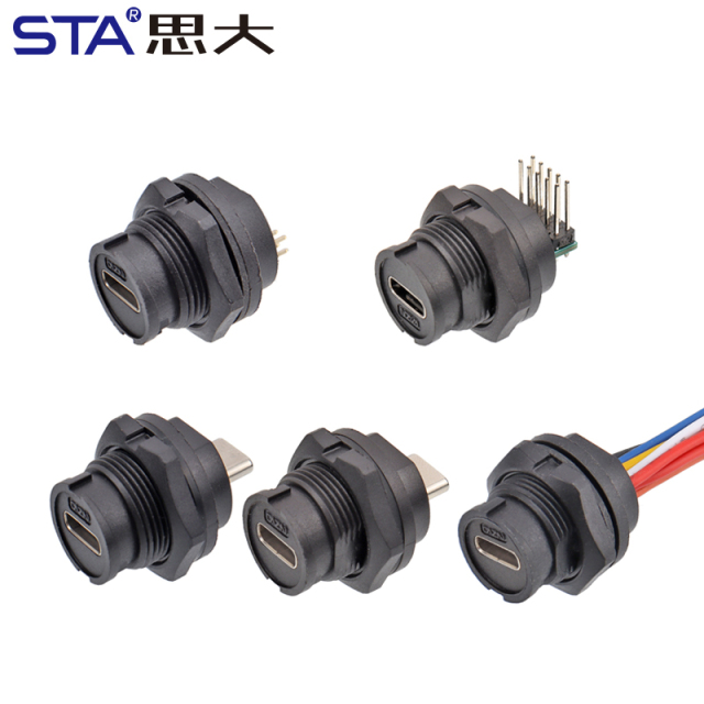 Type-C Bayonet Receptacle | USB 3.1 IP68 Back Mount Socket