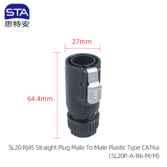 SL20 RJ45 Straight Plug Male To Male Plastic Type CAT6a