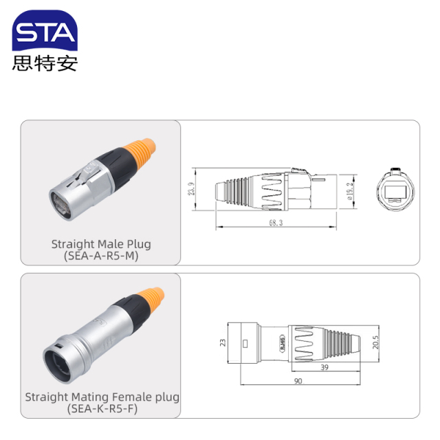SE Series RJ45 Aviation Plug | IP65 CAT6A Industrial Connector