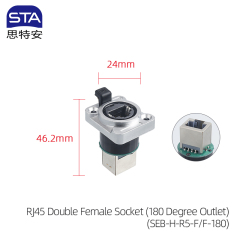 RJ45 Double Female Socket (180 Degree Outlet)