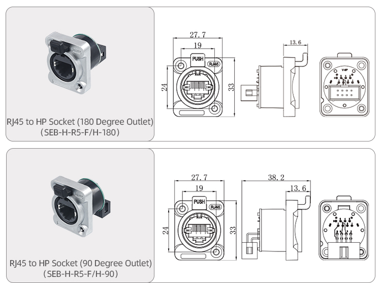 SEB RJ45 Waterproof Connector IP67 | Push-Lock CAT6A & CAT5e
