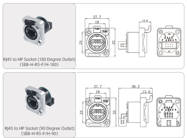 SEB RJ45 Waterproof Connector IP67 | Push-Lock CAT6A & CAT5e