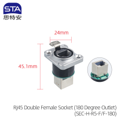 RJ45 Double Female Socket (180 Degree Outlet)