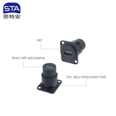 SE USB 3.0 Waterproof Double Female Socket IP65 | Panel Mount