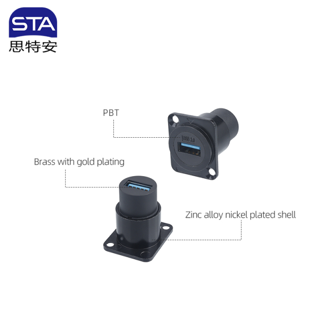 SE USB 3.0 Waterproof Double Female Socket IP65 | Panel Mount