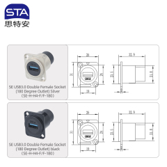 SE USB 3.0 Waterproof Double Female Socket IP65 | Panel Mount