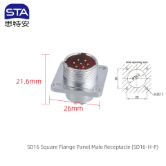 Square Flange Panel Male Receptacle