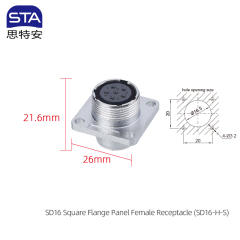 Square Flange Panel Female Receptacle