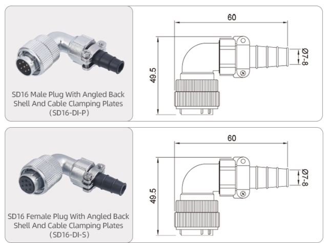 SD16 Industrial IP65 Metal Connector | High-Current Threaded Plug