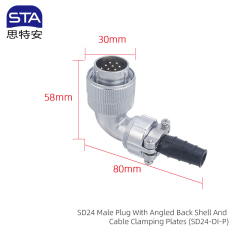 Male Plug With Angled Back Shell And Cable Clamping Plates