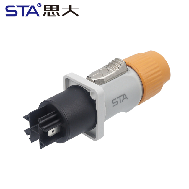 SNP Powercon Connector: 3 Pin 20A 250V Lockable Power-In/Out Plug