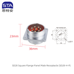 Square Flange Panel Male Receptacle
