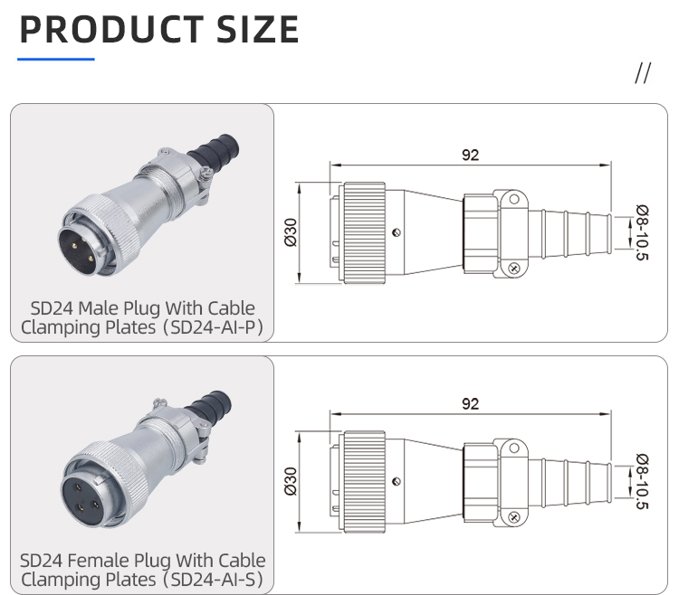 SD24 Connector: IP65 Metal Threaded Waterproof Aviation Plug & Receptacle