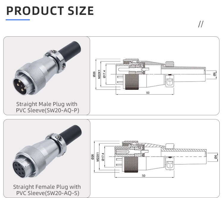 SW20 Connector: IP67 Metal Threaded Shielded Aviation Plug & Receptacle