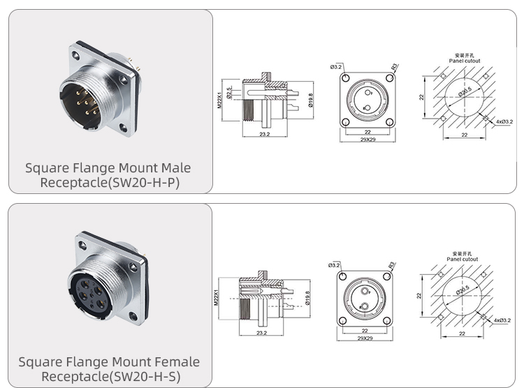 SW20 Connector: IP67 Metal Threaded Shielded Aviation Plug & Receptacle