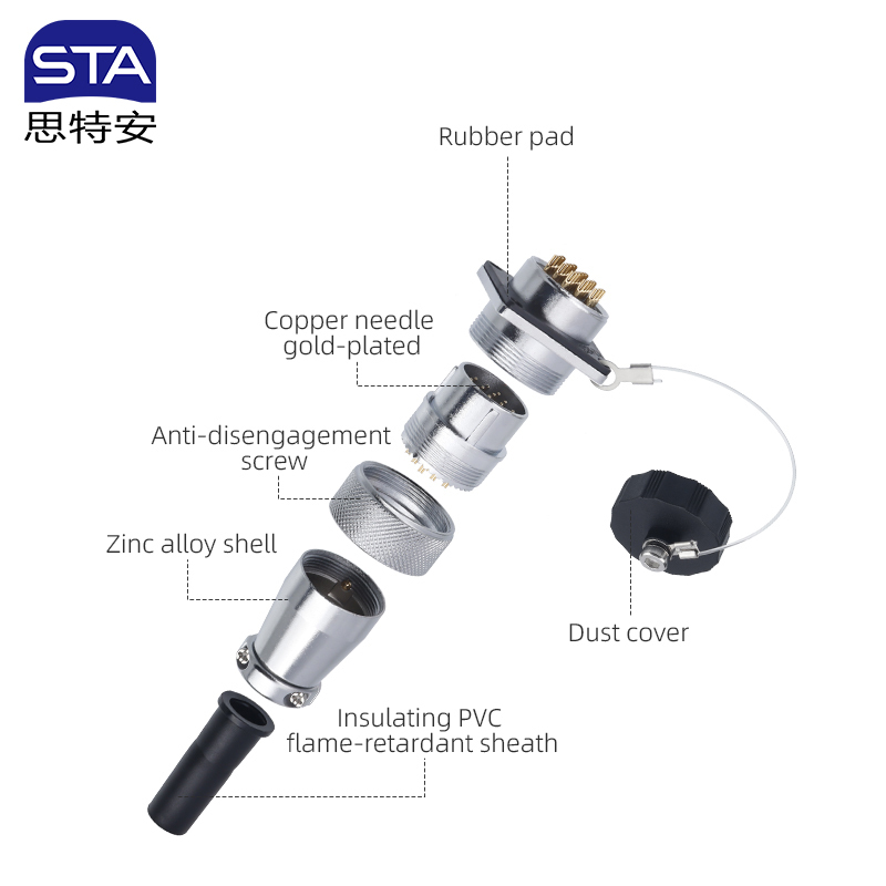 WS24 Aviation Plug Square Flange Socket Male Female Electrical Connector